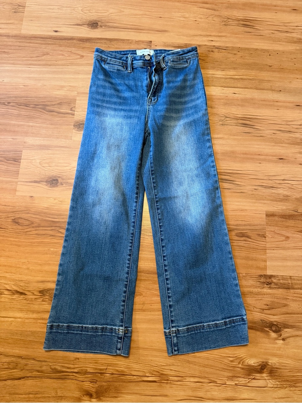 High-Rise Wide Leg Blue Denim Jeans